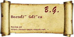 Bozsó Géza névjegykártya